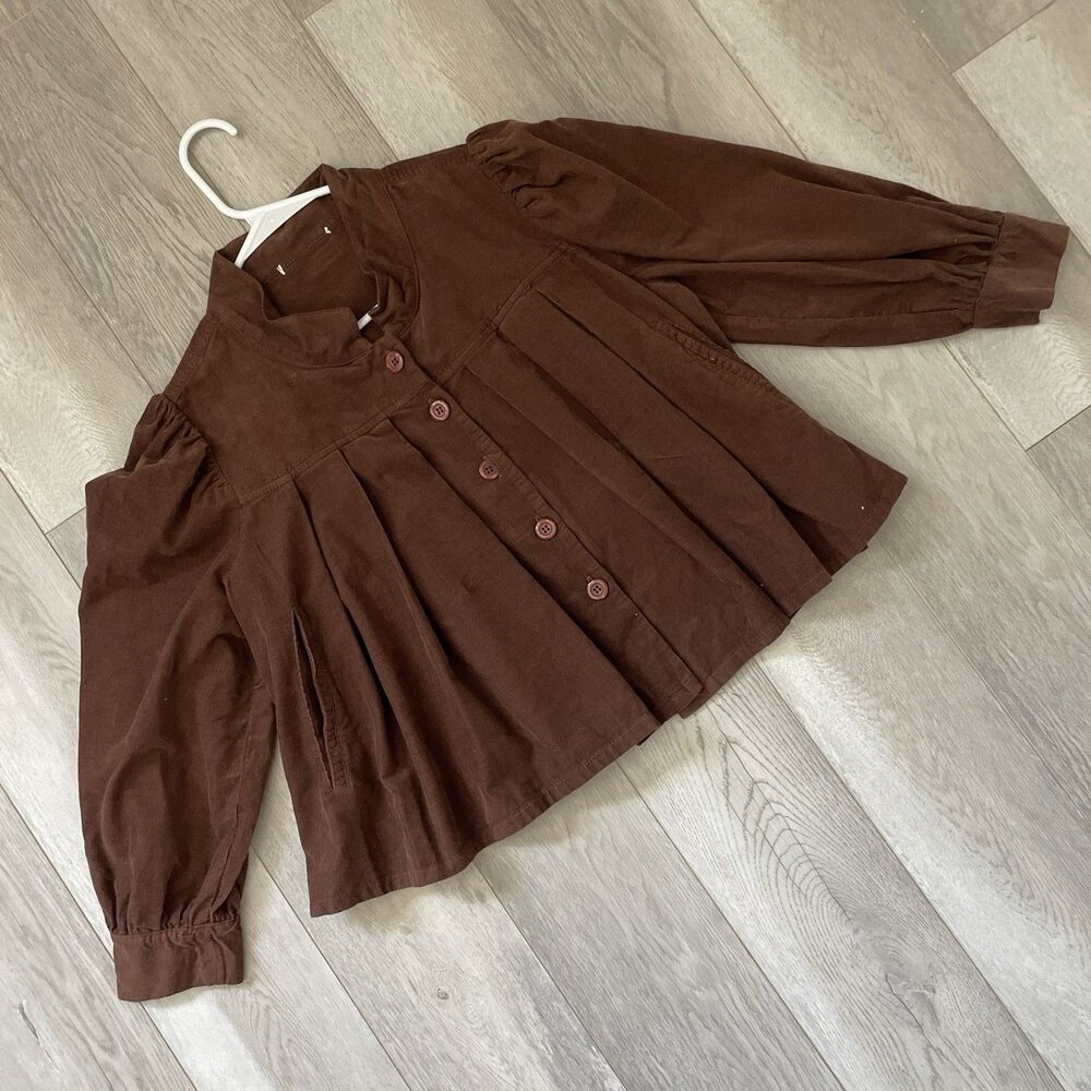 Starkx Corduroy Jacket crop button up women Brown small prairie cottagecore twee